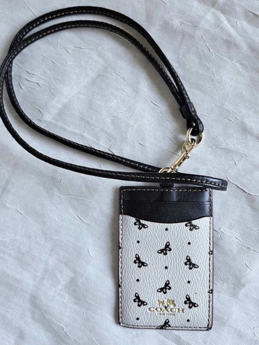 Coach ID Lanyard with Butterfly Dot Print